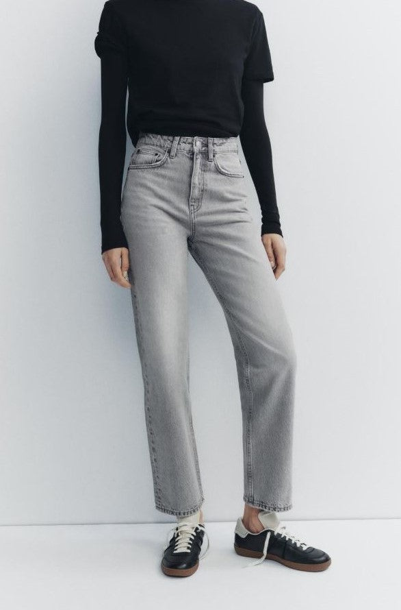 Za_ra GREY MOM FIT HIGH-WAIST JEANS