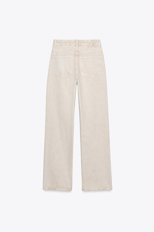 Za_ra STRAIGHT BEIGE JEANS