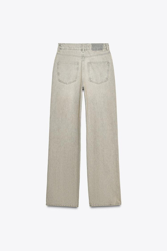 Za_ra STRAIGHT LIGHT GREY JEANS