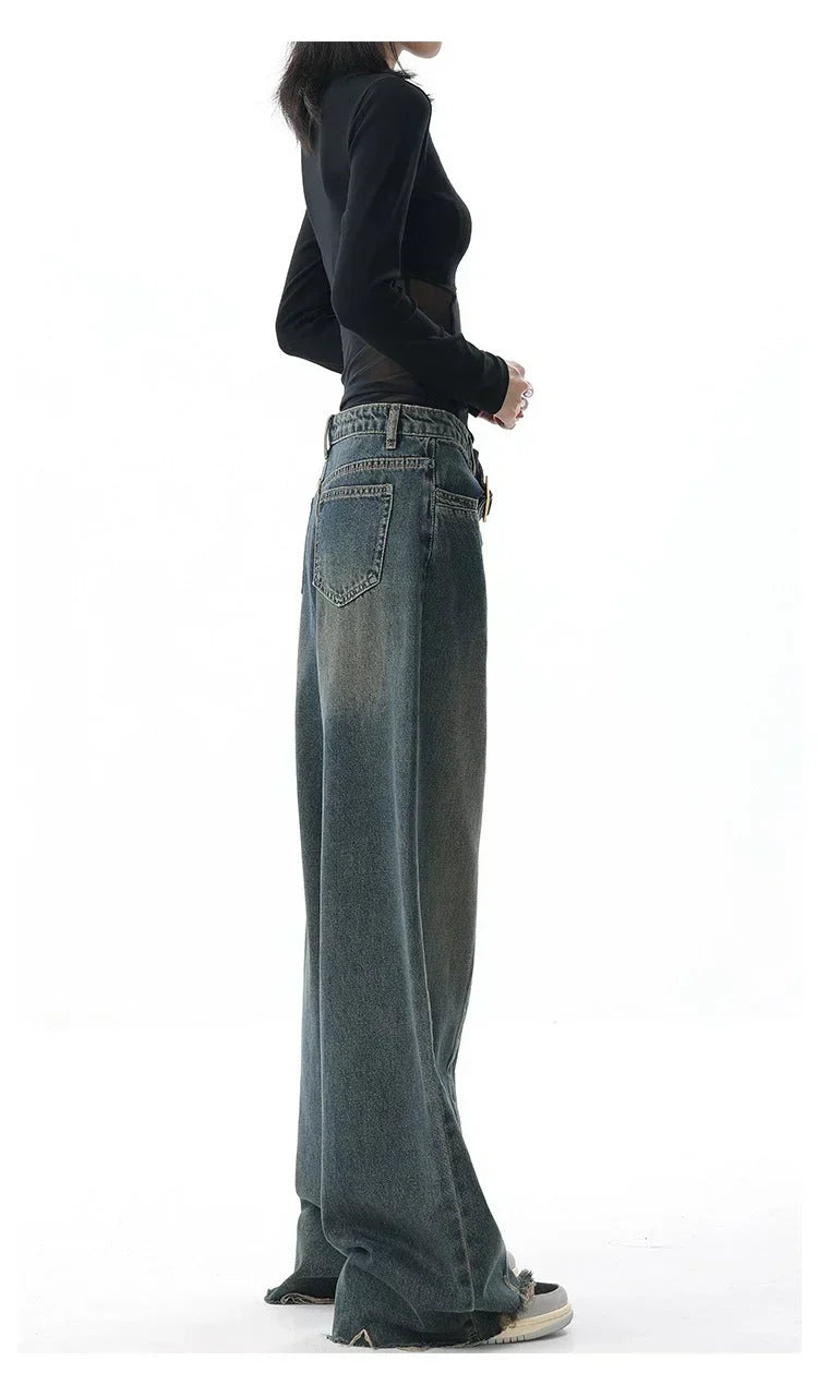 Off Beat Distressed Blue Baggy Jeans