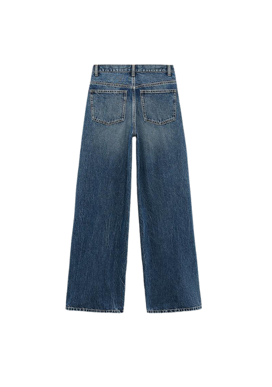 Z_ar_a HIGH-WAIST WIDE LEG CROSSOVER JEANS