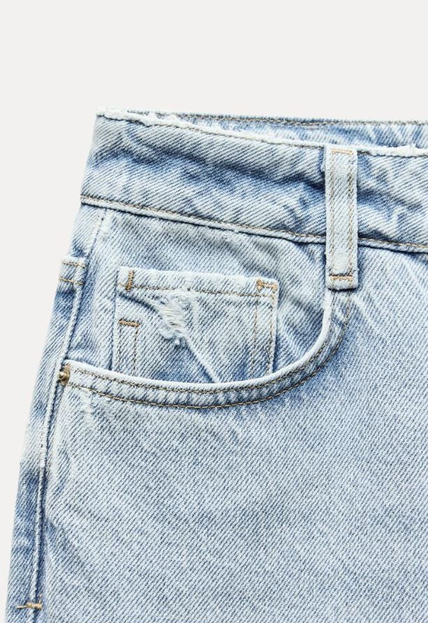 Za_ra LIGHT BLUE STRAIGHT-LEG HIGH-WAIST JEANS