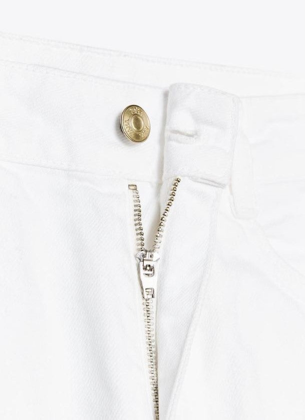 Za_ra WHITE STRAIGHT-LEG HIGH-WAIST JEANS