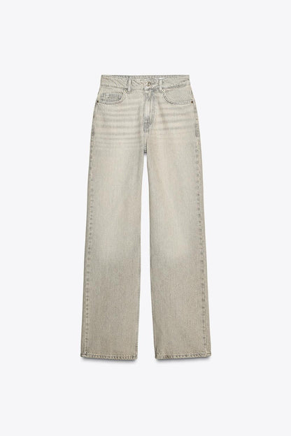Za_ra STRAIGHT LIGHT GREY JEANS