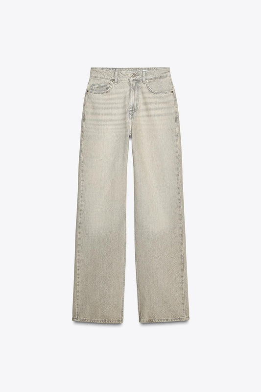 Za_ra STRAIGHT LIGHT GREY JEANS
