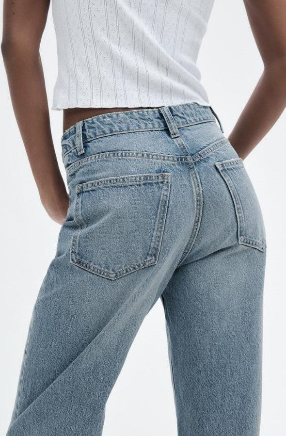 Za_ra LIGHT BLUE MOM FIT HIGH-WAIST JEANS