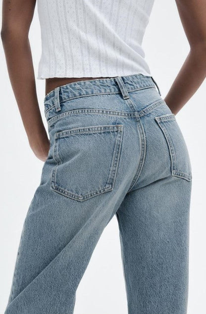 Za_ra LIGHT BLUE MOM FIT HIGH-WAIST JEANS