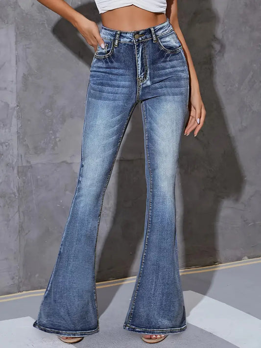 Blue Sturdy Wash Flare Bootleg Jeans