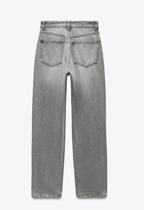 Za_ra GREY MOM FIT HIGH-WAIST JEANS