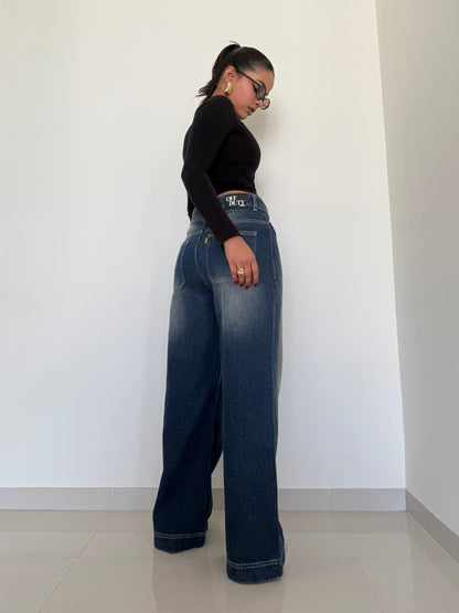 Y2k Old School Tinted Wash Baggy Wide leg Jeans