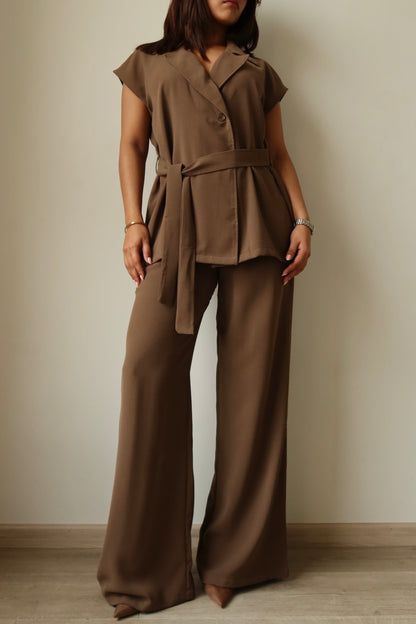 Super Flow Wrap Belted Pant Suit