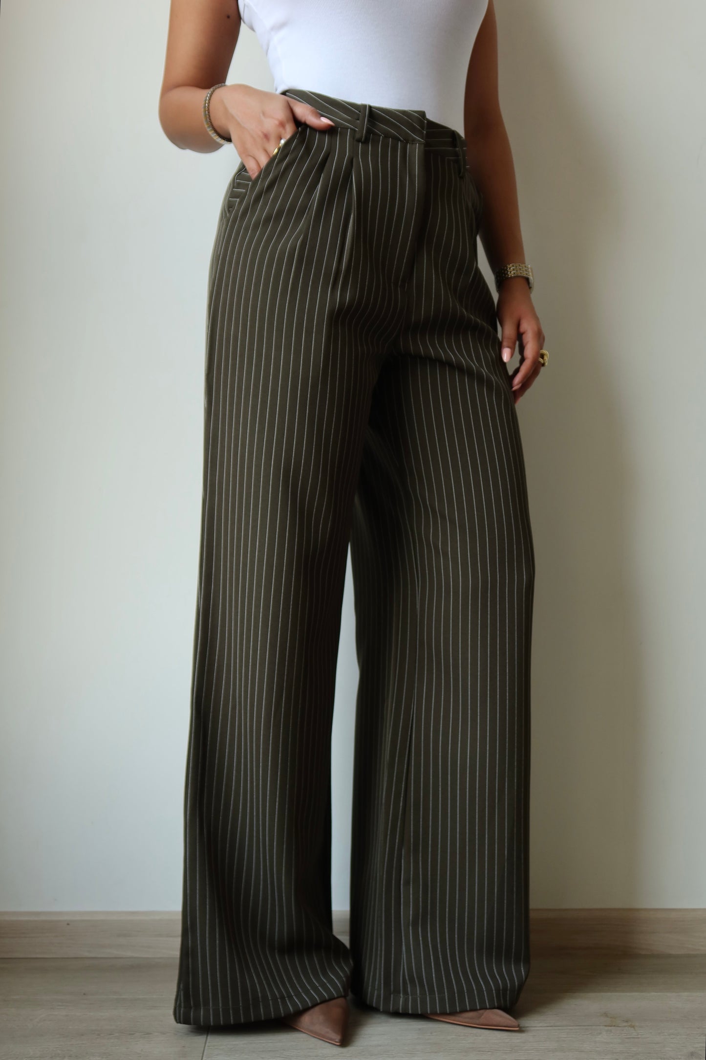 Super High Waist Stripe Wide Leg Pants