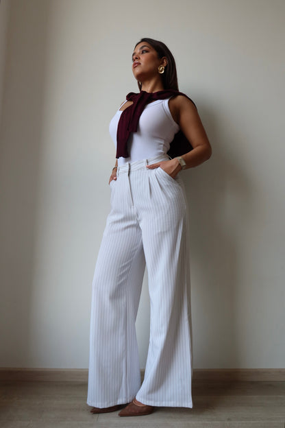 Super High Waist Stripe Wide Leg Pants