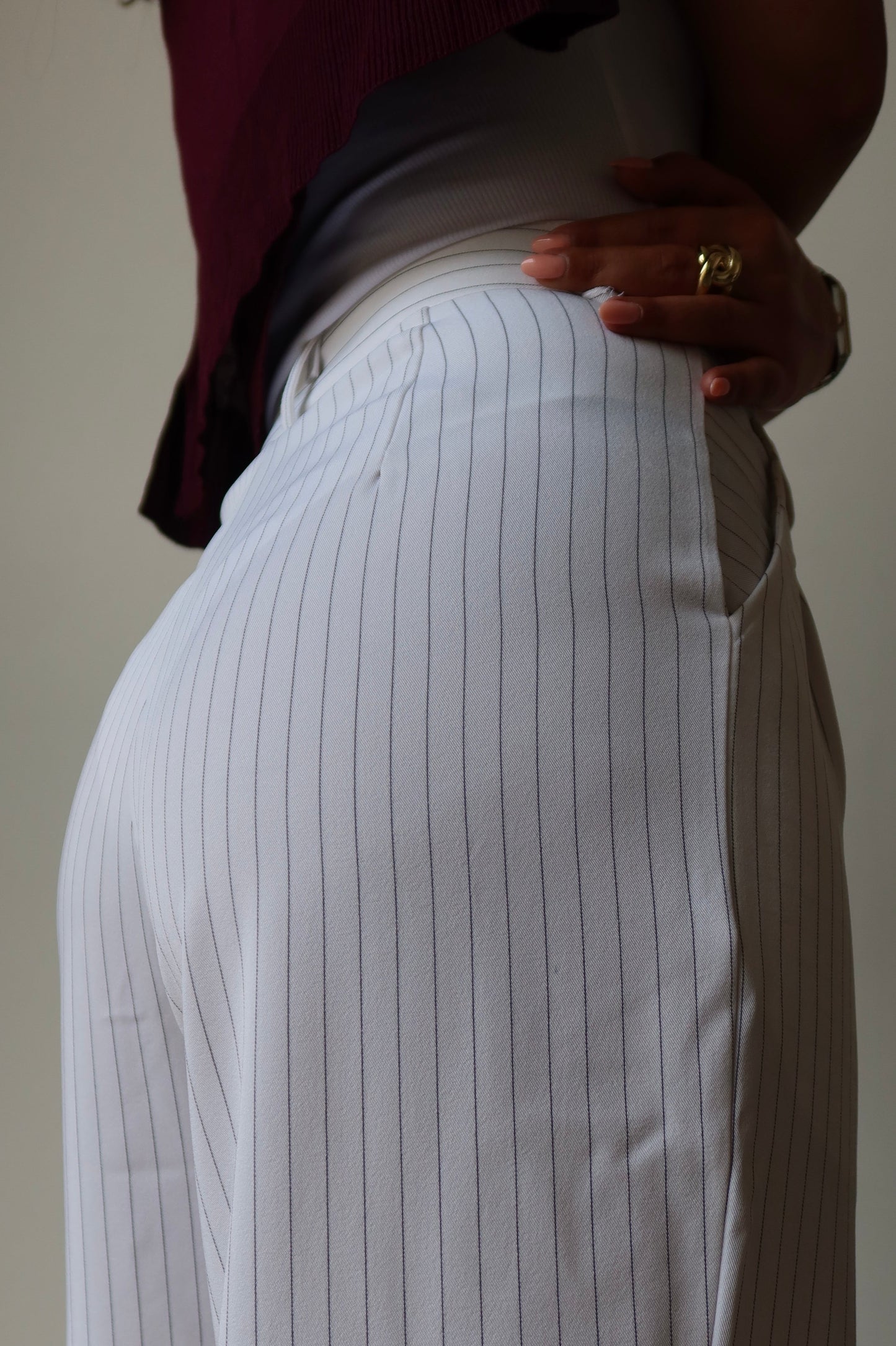 Super High Waist Stripe Wide Leg Pants