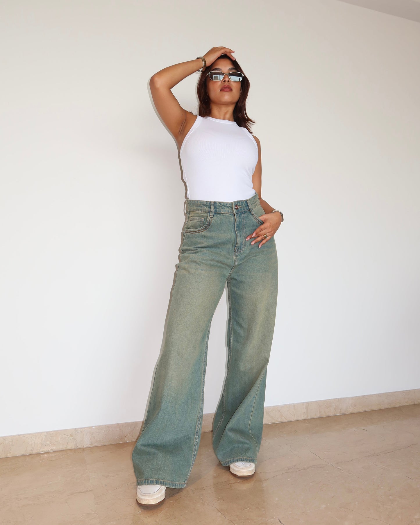 Rust Fade Baggy Wide Leg Jeans