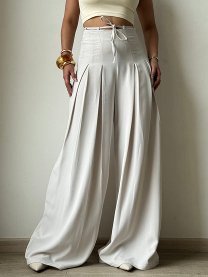 Cinched Drawstring Wide Leg Pants