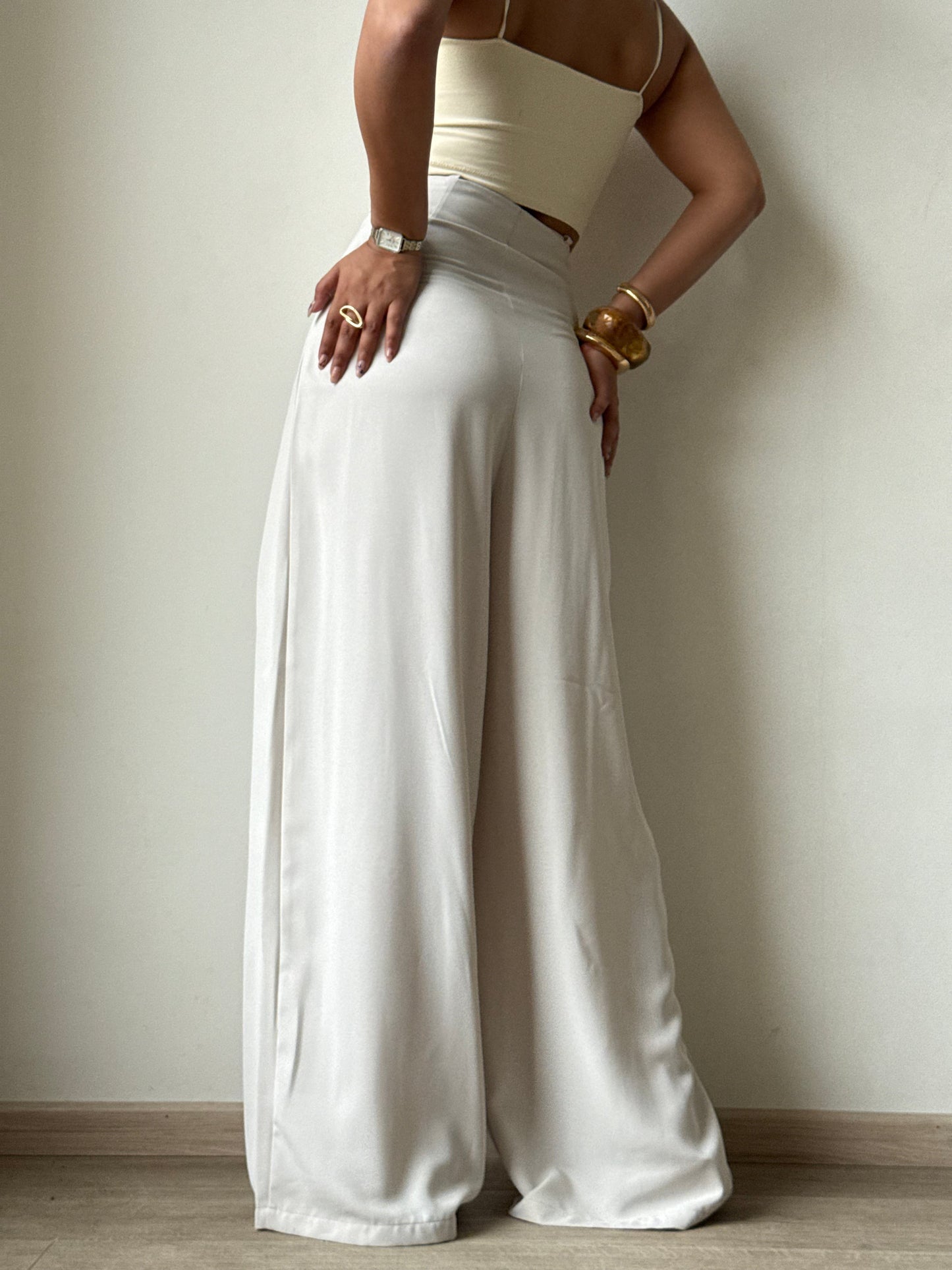 Cinched Drawstring Wide Leg Pants