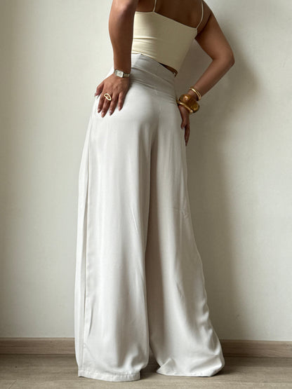 Cinched Drawstring Wide Leg Pants