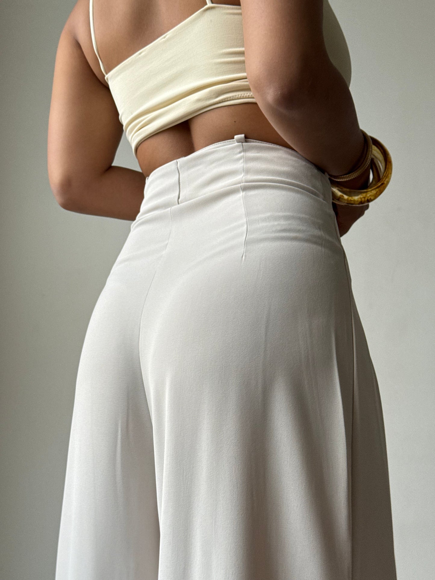 Cinched Drawstring Wide Leg Pants