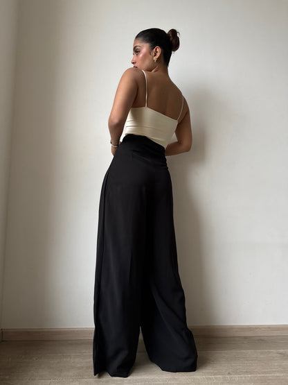 Cinched Drawstring Wide Leg Pants