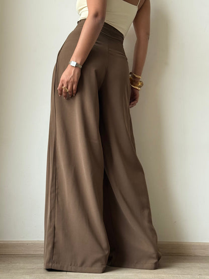 Cinched Drawstring Wide Leg Pants