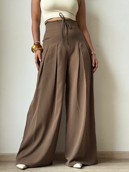 Cinched Drawstring Wide Leg Pants