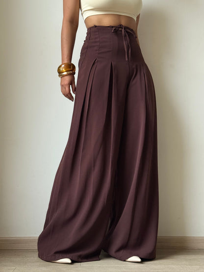 Cinched Drawstring Wide Leg Pants