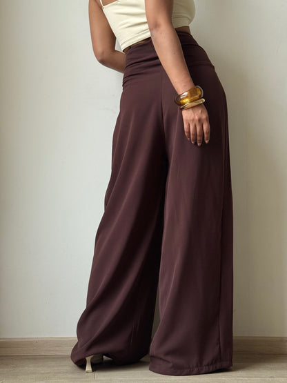 Cinched Drawstring Wide Leg Pants