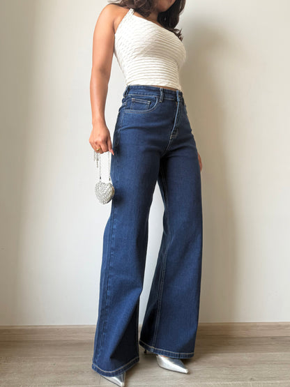 Blueberry Wide Leg High Rise Jeans
