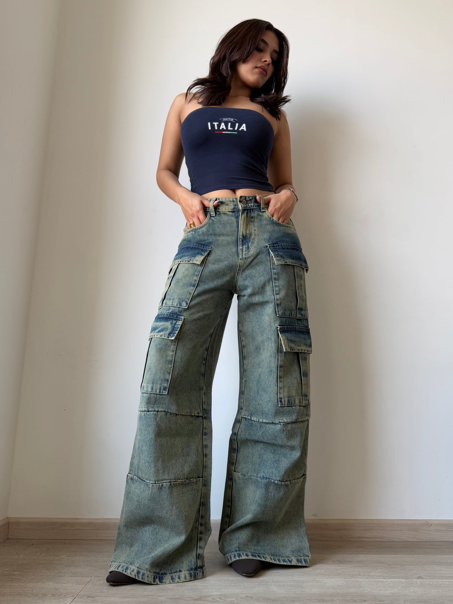 Dirty Fade Out Wash Cargo Denims