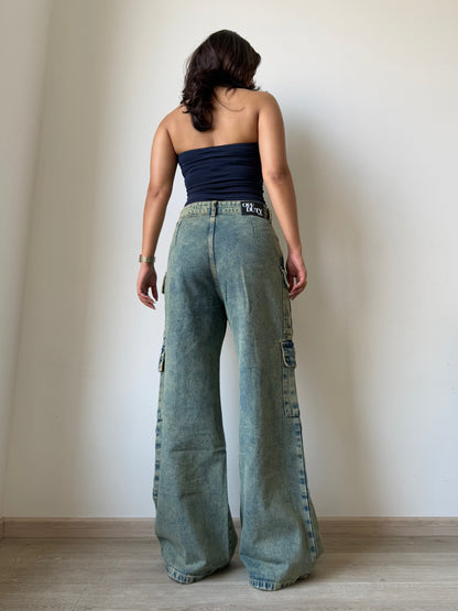 Dirty Fade Out Wash Cargo Denims