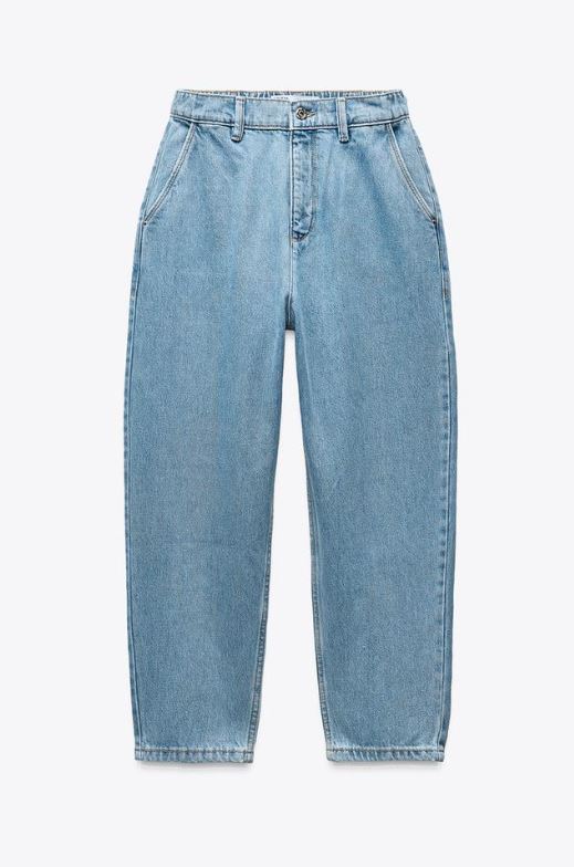 Za_ra LIGHT BLUE MID-RISE TAPERED JEANS