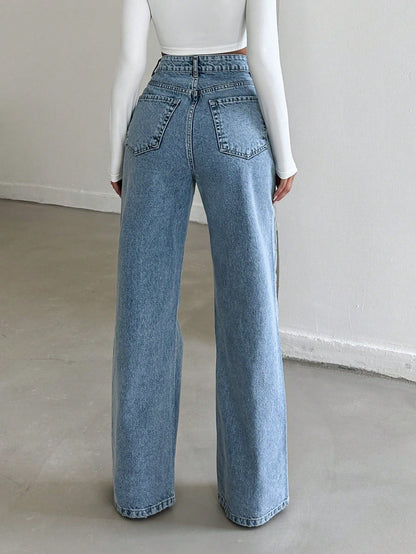 Blue Flex Stone Blue Wide Leg Jeans