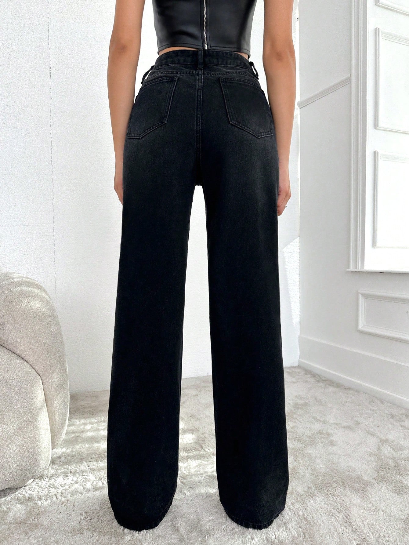Blackish Super Rise Straight Leg Jeans