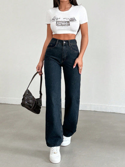 Cosmic Blue Dad Fit Straight Jeans