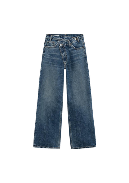 Z_ar_a  HIGH-WAIST WIDE LEG CROSSOVER JEANS