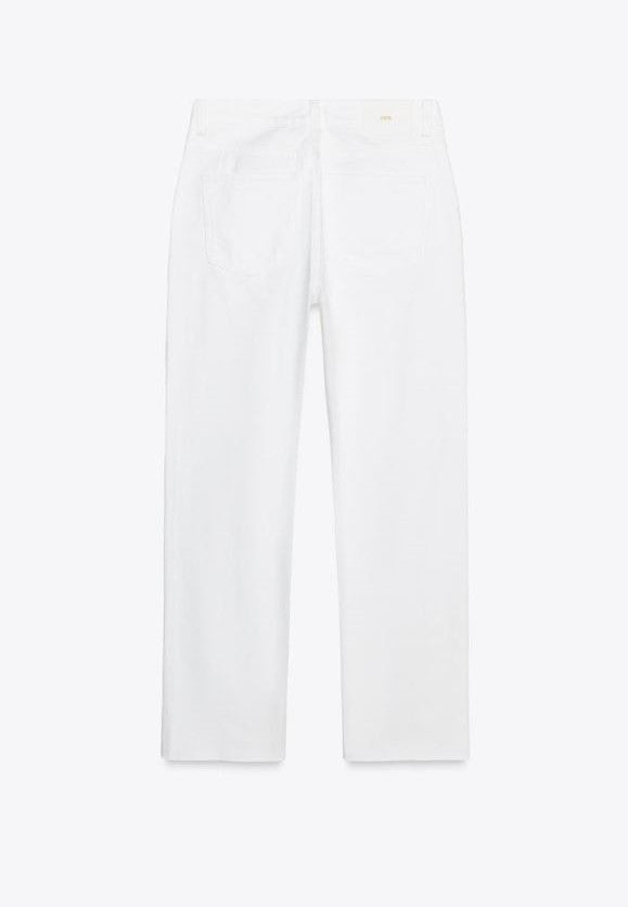 Za_ra WHITE STRAIGHT-LEG HIGH-WAIST JEANS