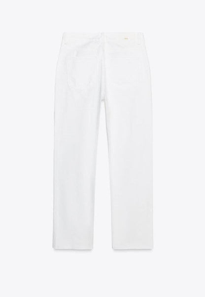 Za_ra WHITE STRAIGHT-LEG HIGH-WAIST JEANS
