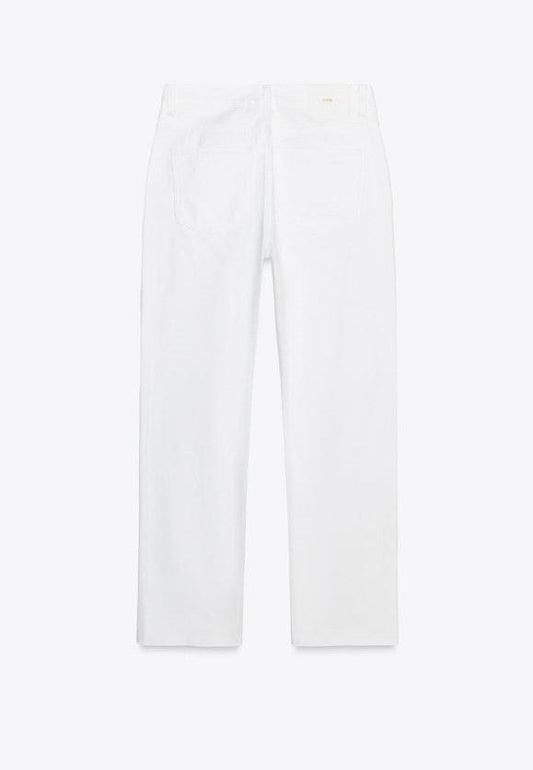 Za_ra WHITE STRAIGHT-LEG HIGH-WAIST JEANS