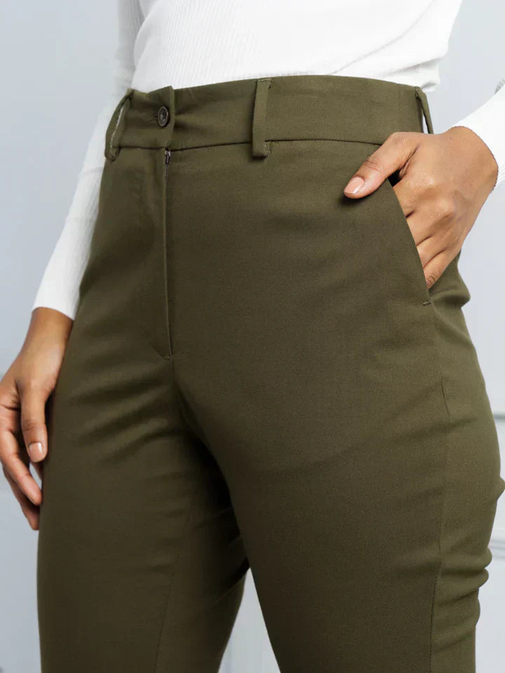 H&_M Olive Stretch Pants
